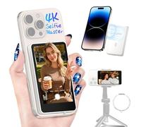 Moman Pantalla Monitor de Selfie 4K/1080p para iPhone y Android, Monitor Magnético Inalámbrico 50m Cámara Posterior para Selfie Vlog TikTok Live Streaming - Blanco