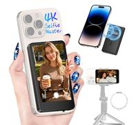 Moman Pantalla Monitor de Selfie 4K/1080p para iPhone y Android, Monitor Magnético Inalámbrico 50m Cámara Posterior para Selfie Vlog TikTok Live Streaming - Negro