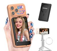 Moman Pantalla Monitor de Selfie 4K/1080p para Serie iPhone 17 y Android, Monitor Magnético Inalámbrico 50m Cámara Posterior para Selfie Vlog TikTok Live Streaming - Negro