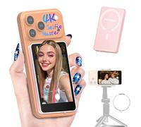 Moman Pantalla Monitor de Selfie 4K/1080p para Serie iPhone 17 y Android, Monitor Magnético Inalámbrico 50m Cámara Posterior para Selfie Vlog TikTok Live Streaming - Rosado