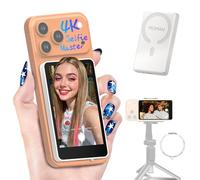 Moman Pantalla Monitor de Selfie 4K/1080p para Serie iPhone 17 y Android, Monitor Magnético Inalámbrico 50m Cámara Posterior para Selfie Vlog TikTok Live Streaming - Blanco