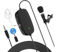 Moman S6M2 - Micrófono de Solapa para Smartphone, 6 m, Mini micrófono lavalier, 3,5 mm - 6,3 mm, TRRS-TRS con Control de Audio, Control de Ganancia de Corte bajo para cámara, Tableta, Ordenador