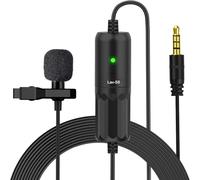 Moman S8 Lapel Micrófono con Clip 8 Metros Micrófono Lavalier Condensador Omnidireccional Mini Clip Micrófono con Cable para Cámara DSLR/Teléfono Móvil/Grabadora de