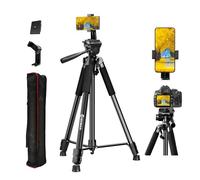 Moman Trípode de Cámara, Trípode de Viaje Compacto y Ligero de Aluminio de 180cm Capacidad Máxima de Carga de 5KG con Soporte para Teléfono para Cámara DSLR/Videocámara/Smartphone