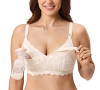MOMANDA Sujetador de Lactancia Sujetador de Encaje Maternidad Suave Pecho Grande para Mujer Marfil 95F