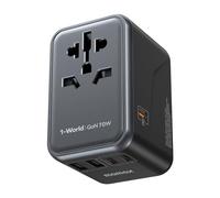 MOMAX 70W GAN Adaptador Enchufe Universal, Enchufe con USB-C,USB-A, AC para Vision Pro, Adaptador Enchufe USA Ingles Australia Japón, Enchufe Universal Viaje