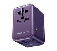 MOMAX 70W GAN Adaptador Enchufe Universal, Enchufe con USB-C,USB-A, AC para Vision Pro, Adaptador Enchufe USA Ingles Australia Japón, Enchufe Universal Viaje