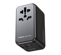 MOMAX Adaptador Enchufe Universal, 100W GAN Enchufe Universal Viaje para Vision Pro con 2USB A, 2USB C y 1CA, Adaptador de Viaje Español a Americano Ingles Alemania Australia Japón China