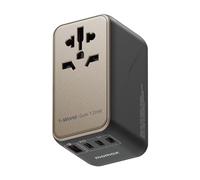 MOMAX Adaptador Enchufe Universal, 120W GAN Enchufe Universal con 3 USB C y 1 USB A, Adaptador Universal Enchufe Viaje, Adaptador de Viaje para Inglaterra, EE. UU., Japón, Tailandia y Australia