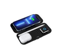 Momax Airbox Multi-Device Banco de energía de carga inalámbrica, cargador portátil MFi PD de 10000mAh para iPhone 12/11, iPad, Airpods, doble inalámbrico, estación de carga plegable 5 en 1 (negro)