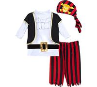 MOMBEBE COSLAND Bebés Pirata Ropa Conjunto Disfraz Carnaval Disfraz Varones Blanco 6-12 Meses