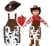 MOMBEBE COSLAND Disfraz Cowboy Niño con Bufanda y Sombrero Disfraz Carnaval Halloween Bebe, 12-18 Meses