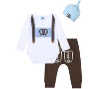 MOMBEBE COSLAND Oktoberfest Recién Nacido Bebé Niño Traje 3PCS Bordado Clásico Bebé Body, Marrón, 3-6 Mesi(80)