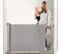 Momcozy Barrera Seguridad Niños Escalera, 180cm Puerta Seguridad Bebé Extensibles, Vallas de Seguridad para Escaleras/Interiores/Exteriores/Puertas/Pasillos, Gris