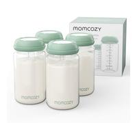 Momcozy Biberón natural, 300 ml cuello ancho botellas de almacenamiento de leche materna para nevera, recipientes sin BPA para recolección de leche, imprescindible para lactancia, set de 4 piezas