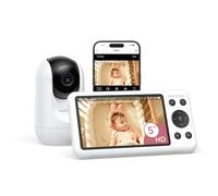 momcozy BM04 Camara Vigilancia Bebe con WiFi, 5" Vigilabebes con Camara FHD, Visión Nocturna, Detección de Llanto y Movimiento, Zona Segura, Audio Bidireccional, Grabación de Foto y Vídeo