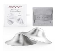 Momcozy Copas de lactancia de plata 999, diseño sin agujeros, protectores de pezón de plata 999, artículos esenciales para lactancia, protectores de pezón plateados para recién nacidos en lactancia