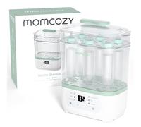 Momcozy Esterilizador de vapor eléctrico 3 en 1 para biberones - Esteriliza, seca y calienta con 99,9% de eliminación de bacterias, capacidad de 8 botellas, protección de gérmenes 24 h y secado