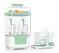 Momcozy Esterilizador y Secador Eléctrico para Biberones, Capacidad para 6 Biberones, Dispositivo 4 en 1 para Biberones, Accesorios y Extractores de Leche, con Soporte de Secado Incluido