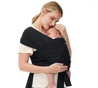 Momcozy Fular portabebés recién nacidos - Fácil de poner anillo de sling Fular portabebés transpirable para manos libres - Portabebés ajustable de 3,6 kg a 15 kg (negro)