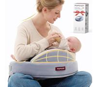 Momcozy Innovadora almohada de lactancia con valla de seguridad, espuma viscoelástica firme y elástica, soporte estable, ergonómico y comodidad, cojín de lactancia materna más ancho, ajustable, funda