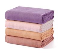 momcozy Manta Muselina120x120cm, 4 Piezas Muselina Manta Bebé de Algodón y Bambú, Suave Mantas Envolventes de Muselina, Esenciales para Recién Nacidas