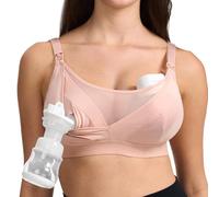 momcozy Sujetador Lactancia para Pecho Grande (95C-115H) - Sujetador de Lactancia y Extracción de Leche en Uno Tallas Grandes, Brasier de Maternidad con Diseño de Malla Rosa Palo