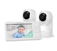 momcozy Vigilabebés con 2 cámaras, 5,5 Pulgadas 1080p Full HD, Pantalla Dividida con vídeo de vídeo con cámara y Audio, sin WiFi, batería de 5800 mAh, VOX, Alcance de 500 m (Tarjeta SD no incluida)