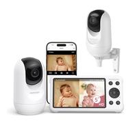 momcozy Vigilabebés WiFi con 2 Cámaras, 5'' 1080P, App, Zoom 4X, Detección de Movimiento y Llanto, Zona Segura, Visión Nocturna, Audio Bidireccional, Montaje en Pared, Foto/Vídeo (BM04)