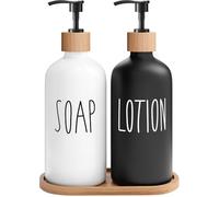 MOMEEMO Dispensador de jabón para baño con dispensador de jabón de Manos y loción, Adecuado para decoración de baño de Granja, Blanco y Negro