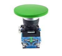 Momentary Big 60mm Mushroom Cap Push Button Switch Self Reset No Lock Round 1NO1NC Button Silver 22mm LA38-11M/60(Green,Self Locking Type)
