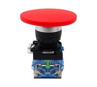 Momentary Big 60mm Mushroom Cap Push Button Switch Self Reset No Lock Round 1NO1NC Silver 22mm LA38-11M/60(Red, Type)
