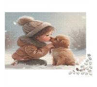 Momento Beso Invierno 1000 Piezas Papel Ecológico Rompecabezas Conjunto Niños Principiantes Divertido Juego Hermosa Decoración 52x38cm/1000pcs