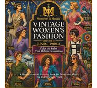 Moments in Mosaic: Vintage Women's Fashion - Volume II (1920s-1980s): Color the Styles that Defined Generations: A Mosaic-Inspired Coloring Book for Teens and Adults