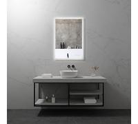 Moments of Glass Espejo de Baño Rectangular 70 x 100 cm con Iluminación LED, Interruptor Táctil, Brillo Regulable, 3 Tonos y Función Antivaho | Frame