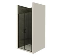 Moments of Glass Mampara de ducha 100x180 cm rango de ajuste de 100-103 cm, altura: 180 cm, vidrio de seguridad ESG con nano transparente de 6 mm con perfiles de aluminio negro - BC