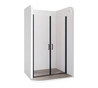 Moments of Glass Mampara de ducha 85x190 cm rango de ajuste de 85-88 cm, altura: 190 cm, vidrio de seguridad ESG con nano transparente de 6 mm con perfiles de aluminio negro - BC