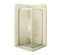 Moments of Glass - Mampara de Ducha Diana 100x100x180cm | REVERSIBLE | Puerta corredera, Ajuste 97,5-99,5 x 97,5-99,5cm | Perfiles Cromados, Cristal Parcialmente satinado 6mm