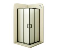 Moments of Glass - Mampara de Ducha Diana 80x80x190cm | REVERSIBLE | Puertas correderas, Ajuste 77,5-79,5 x 77,5-79,5cm | Perfiles Negros, cristal de seguridad ESG Satinado de 6mm