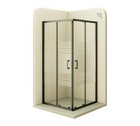 Moments Of Glass Mampara de Ducha Diana 90x95x190 cm com Puertas Correderas de 16 Rodillos, Perfiles de Aluminio Negro y Cristal Parcialmente Satinado de Seguridad
