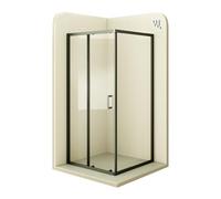 Moments Of Glass Mampara de Ducha Dora 80x130x190cm, REVERSIBLE, Puerta Corredera, Ajuste 77.5-79.5x127.5-129.5cm, Perfiles Negros, Cristal Templado Transparente 6mm