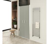 MOMENTS OF GLASS Mampara de Ducha LARA, Puerta Doble Abatible 77-80 x 195 cm - Vidrio de Seguridad Satinado ESG 6MM, Perfiles Cromo #NF