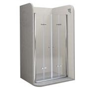 MOMENTS OF GLASS Mampara de Ducha Lena 76-80 x 195 cm con Puerta Plegable, Vidrio de Seguridad Transparente ESG 6MM, Perfiles Cromo #DTSC
