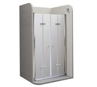 Moments Of Glass Mampara de Ducha Lena DT877 128-132x195 cm con Puertas Plegables, Perfiles Cromados y Cristal Templado Satinado