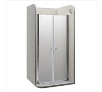 Moments of Glass Mampara de ducha Lima, regulable de 116-120 cm, altura 195 cm, puerta doble abatible, cristal de seguridad templado ESG 6MM satinado, perfiles cromados #DTF