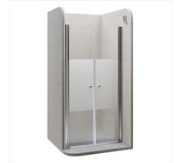 Moments of Glass Mampara de Ducha Lima, regulable de 76-80 cm, altura 195 cm, puerta doble abatible, cristal de seguridad templado Parcialmente Satinado ESG 6MM, Perfiles Cromados #DTMF
