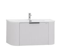 Moments of Glass Mueble Suspendido de Baño Maia Plus 90x47,5x48 cm Blanco con Lavabo de Resina Mineral Blanca