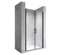 Moments of Glass - Puerta de Ducha Lara 92-95x180 cm, Abatible, Cristal Seguridad 6mm, Negro Mate