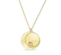 Moments Precioso Collar personalizado medalla lisa y encanto calado piedra rosa, chapado en oro