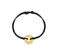 Moments Precious - Pulsera con cordón para mujer, medalla de objetivo martillado, chapado en oro, 15 mm